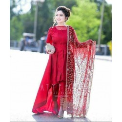 Wedding Special Auspicious Red Color Up and Down Kurta with Pant and Dupatta